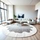 Handcrafted Round Grey Organic Living Room Rug